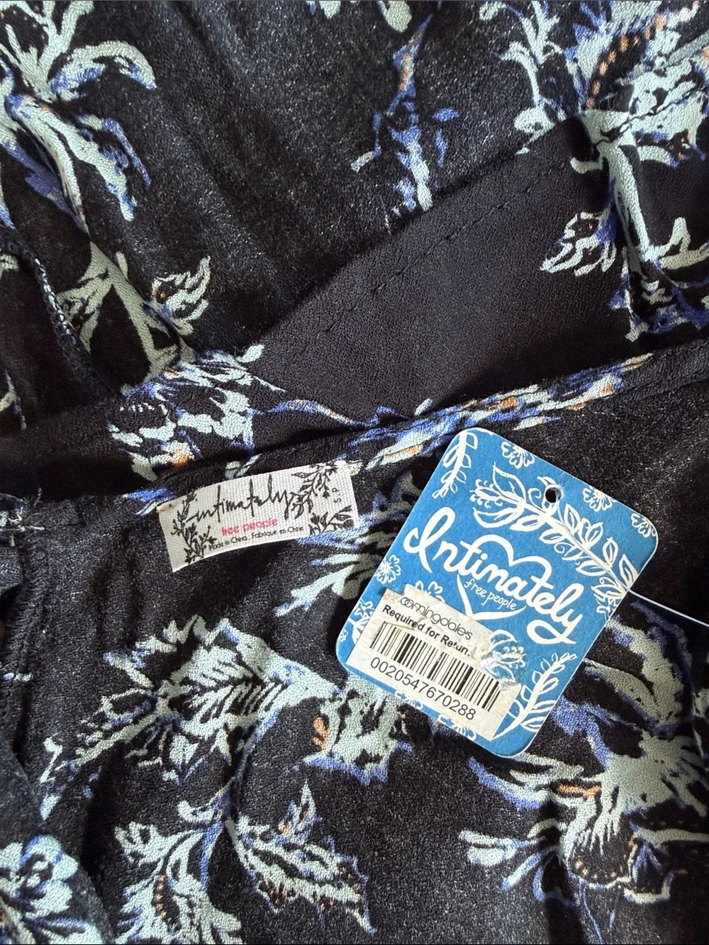 Intimately Free People Rose Cami Tank Top Womens Small Black Floral Open Back